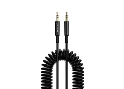 Porodo 3.5mm AUX Coiled Audio Cable Convenient Tangle-Free Design 1.2m/4ft Black
