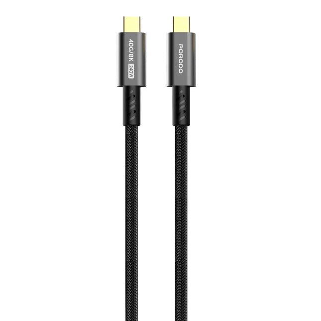 Porodo 40Gbps USB4 Thunderbolt Cable 6ft/1.8m Black
