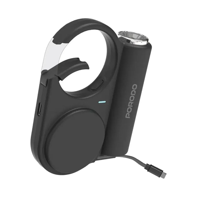 Porodo 5000mAh Outdoor Power Bank 70 cm Retractable Type-C Black