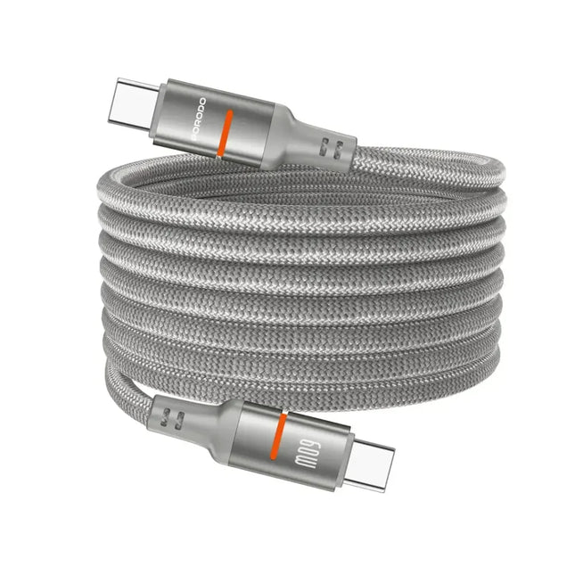 Porodo 60W Type-C to Type-C Magnetic Braided Cable Grey