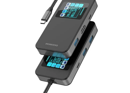 Porodo 6 IN 1 Multi-Port USB-C Hub Gray
