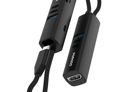 Porodo 7-In-1 Multi-Port USB Hub With 5 Gbps Transfer Speed Black