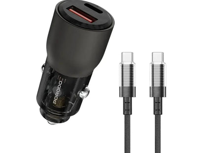Porodo 95W Car Charger Transparent With 0.9M USB-C Cable Grey