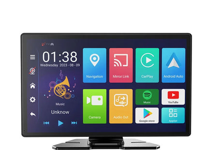 Porodo 9" Android Carplay Tablet & DVR Unlimited Multimedia & Video Recording Black