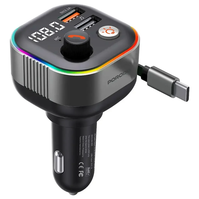 Porodo Audio Boost Bluetooth FM Transmitter Dark Grey