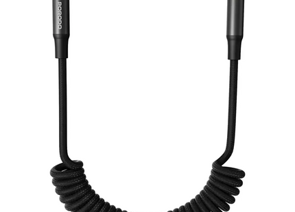Porodo Audio Jack To Audio Jack Coiled Aux Cable Black