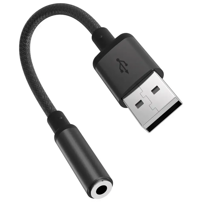 Porodo Audiolink Female 3.5mm to USB-A Audio Jack Adapter Black