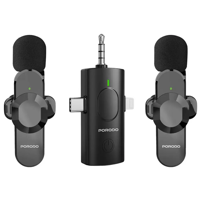 Porodo Audix Elite 3 In 1 Lavalier Microphone Black