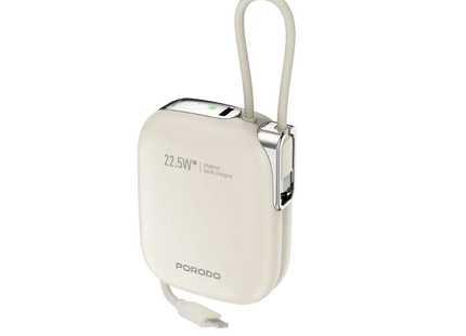 Porodo Bali 10000mAh Power Bank Built-in Lighting & USB-C Cable Beige