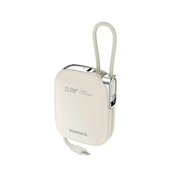 Porodo Bali 10000mAh Power Bank Built-in Lighting & USB-C Cable Beige