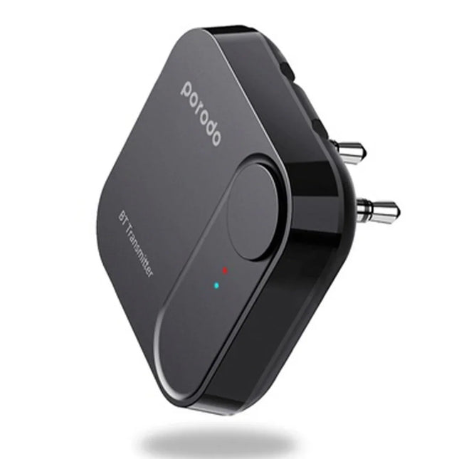 Porodo Bluetooth Audio Transmitter Connects Two Headphones Simultaneously Black
