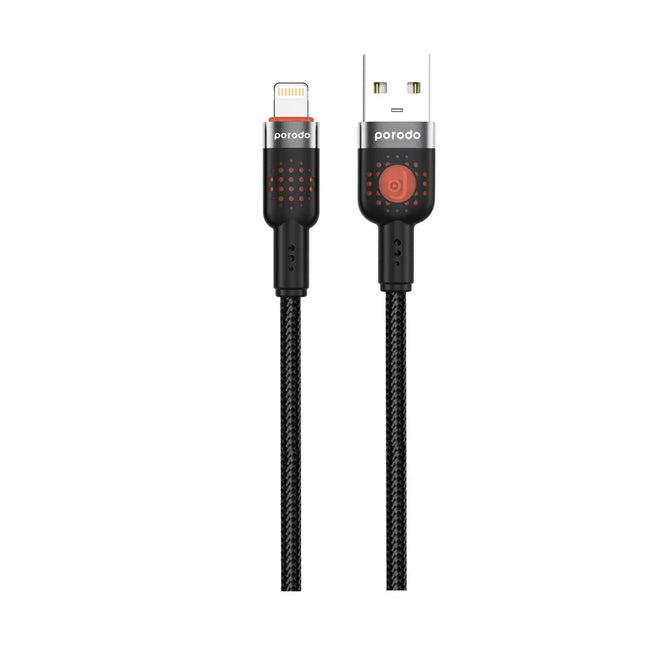 Porodo Braided Cable USB-A to Lightning Black