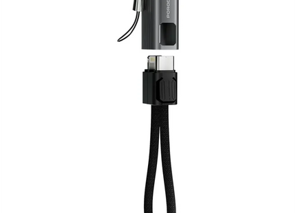 Porodo Chargeloop Keychain Data Cable USB-C to Lightning Black