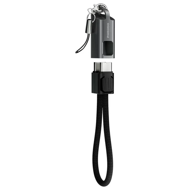 Porodo Chargeloop Keychain Data Cable USB-C to USB-C Black