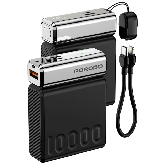 Porodo Chrome Volt 10000 mAh Power Bank Black