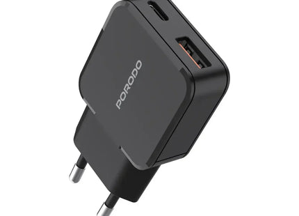 Porodo Dual-Port Mini Wall Charger PD 20W Black