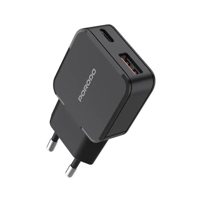 Porodo Dual-Port Mini Wall Charger PD 20W Black