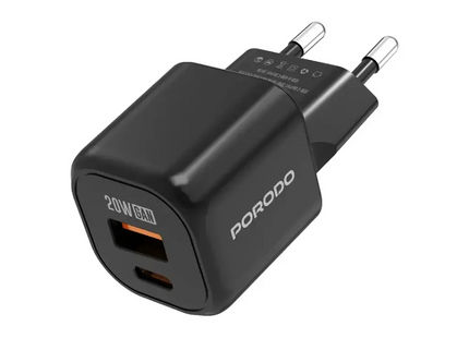 Porodo Dual Port Wall Charger Black