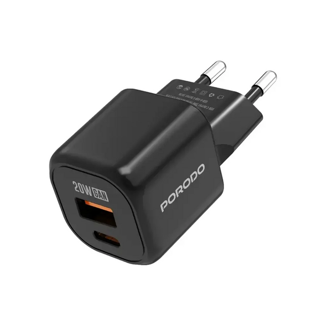 Porodo Dual Port Wall Charger Black