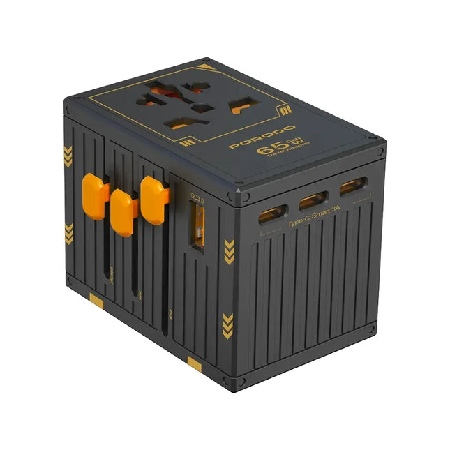 Porodo GaN 5-Port Travel Block Universal Charger Black