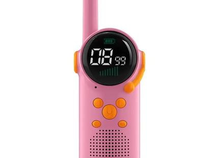 Porodo Kids Dual LCD Walkie Talkies with Flashlight & Keypad Child Lock Pink