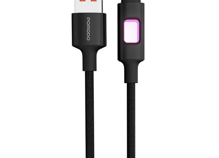 Porodo LED Braided USB-A to Lightning Cable Charging & Data Transfer Black