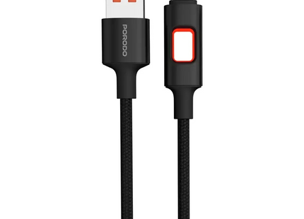 Porodo LED Braided USB-A to USB-C Cable Charging & Data Transfer Black