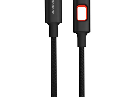 Porodo LED Braided USB-C to USB-C Cable Charging & Data Transfer PD 60W Black