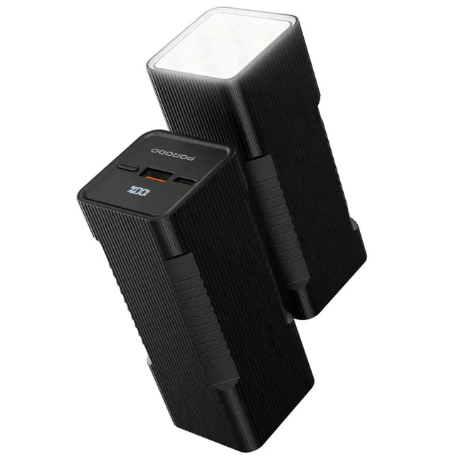 Porodo LUMERA 10000mAh Power Bank with Built-In Flashlight Black