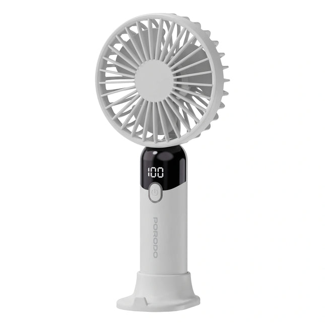 Porodo Lifestyle Chillo Air Portable Handheld Fan With 2-in-1 Detachable Base & Phone Stand White