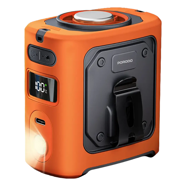 Porodo Lifestyle Chillo Coolclip Cooling Waist Fan With 5-Speed Airflow & Power Bank Function Orange