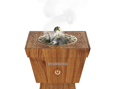 Porodo Lifestyle Classic Wood-Finish Portable Incense Burner Brown
