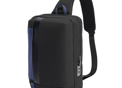 Porodo Lifestyle Cross Body Sling Bag With Fingerprint Lock Black & Blue
