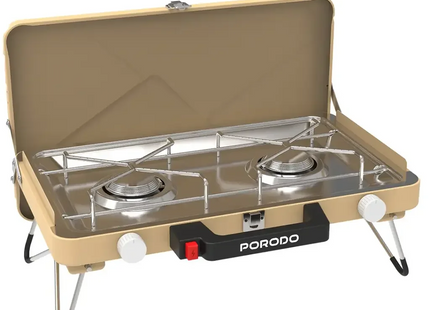 Porodo Lifestyle Dual Burner Foldable Camping Stove Khaki