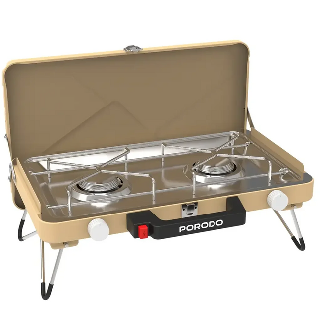 Porodo Lifestyle Dual Burner Foldable Camping Stove Khaki