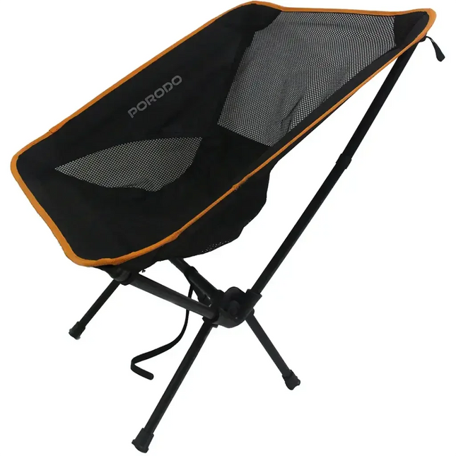 Porodo Lifestyle Mesh Fabric Comfort Camping Chair with Handy Storage Pouch Black