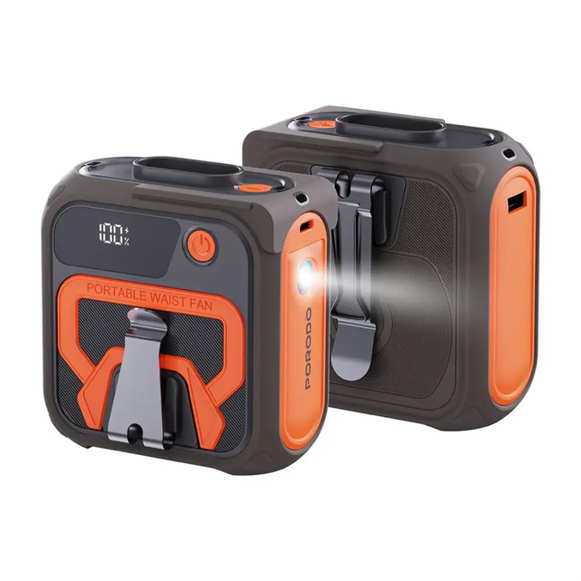 Porodo Lifestyle Multifunction Cooling Waist Fan Brown & Orange