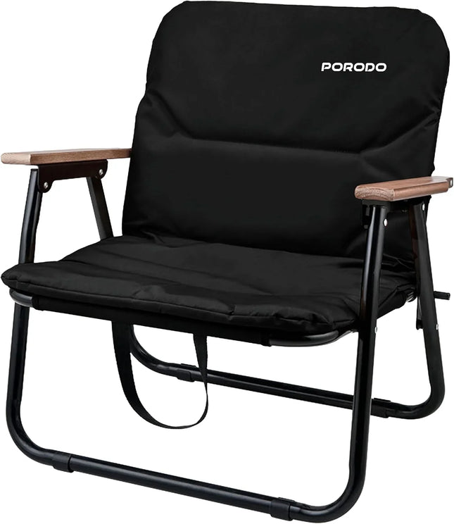 Porodo Lifestyle Outdoor Folding Cushioned Chair Black