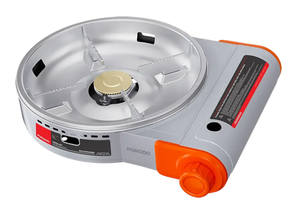 Porodo Lifestyle Single Burner Tabletop Gas Stove Multi-Level Flame Control Gray & Orange