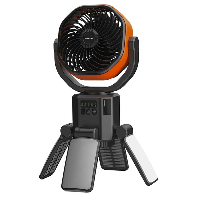 Porodo Lifestyle Suncharge Outdoor Solar Fan Black & Orange