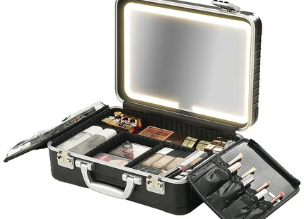 Porodo Lifestyle Travel Makeup Case With Detachable LED Mirror Black