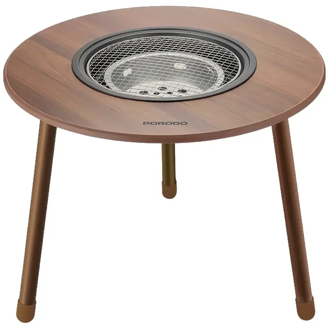 Porodo Lifestyle Tripod-base Outdoor Round Grill Table Brown