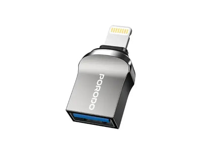 Porodo Lightning OTG Adapter - Zinc Alloy Black
