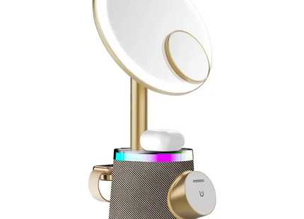 Porodo Makeup Mirror Wireless Charger & Speaker with RGB Lights Gold