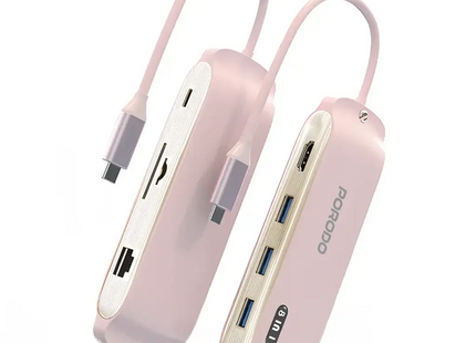 Porodo Malone Multi-Port USB-C HUB Pink