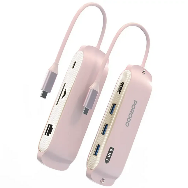 Porodo Malone Multi-Port USB-C HUB Pink