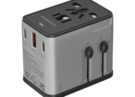 Porodo Mega Volt Universal Travel Adapter Silver & Black
