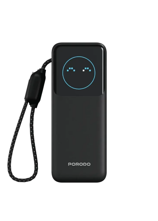Porodo POLO II 20000mAh POWER BANK Built-in USB-C Cables Black