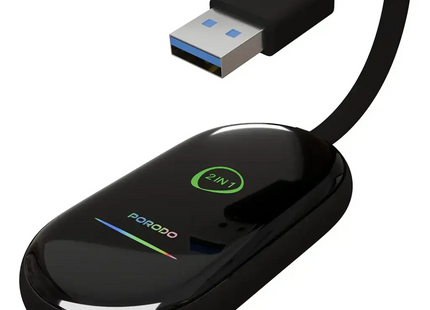 Porodo Play-X Wireless Carplay Adapter with Wi-Fi and Bluetooth Connectivity Black