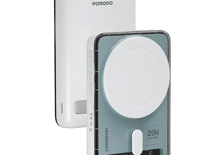 Porodo SOVO 10000mAh MagSafe Power Bank with Charging LED White